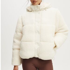Cotton On The Mother Puffer Sherpa Hood Jacket NWT XS